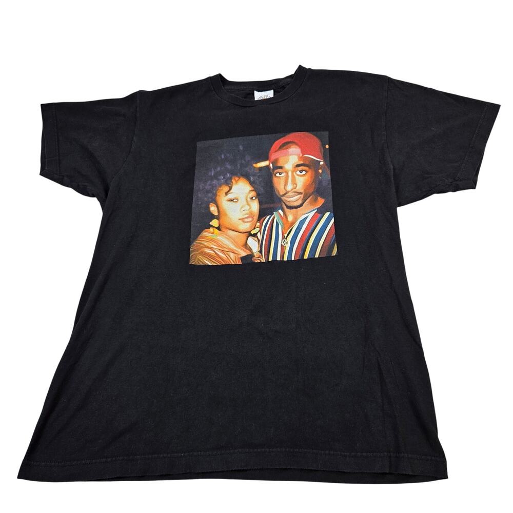 Cross Colours Tupac Shakur Graphic T Shirt Size L Black Rap Tee Hip Hop